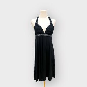 EXPRESS Black Halter Beaded Dress (Sz XS)